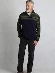 Weird Fish Green Gilbert Qtr Zip Striped Micro Fleece - Image 1 of 7