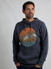 Weird Fish Navy Bryant Front Print Graphic Popover Hoodie - Image 1 of 6