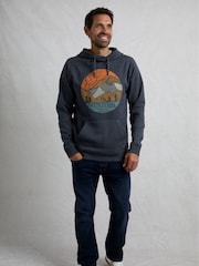 Weird Fish Navy Bryant Front Print Graphic Popover Hoodie - Image 2 of 6