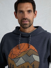 Weird Fish Navy Bryant Front Print Graphic Popover Hoodie - Image 4 of 6