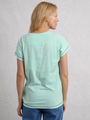 Weird Fish Green Beach Run 100% Cotton Graphic Print Slub T-Shirt - Image 3 of 6