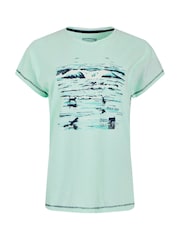 Weird Fish Green Beach Run 100% Cotton Graphic Print Slub T-Shirt - Image 5 of 6