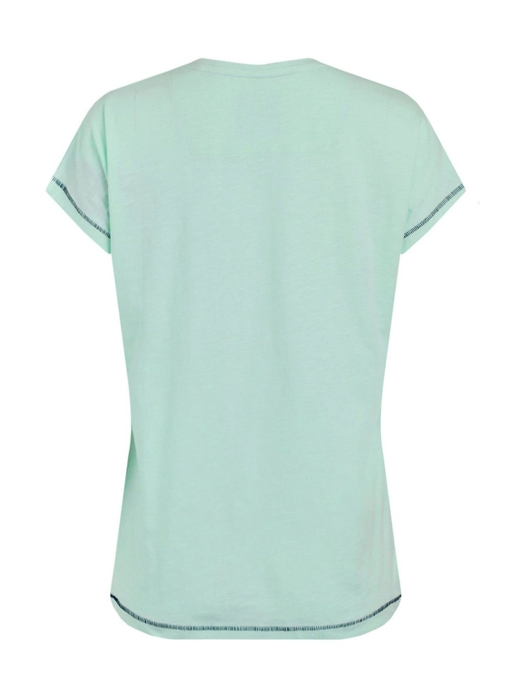 Weird Fish Green Beach Run 100% Cotton Graphic Print Slub T-Shirt - Image 6 of 6