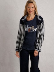 Weird Fish Blue Bianca Full Zip Striped Macaroni Hoodie - Image 1 of 7
