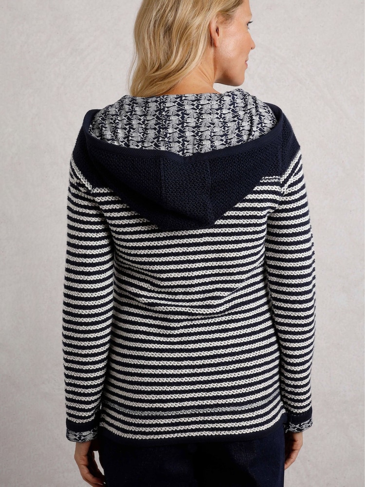 Weird Fish Blue Bianca Full Zip Striped Macaroni Hoodie - Image 2 of 7