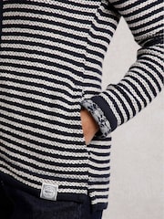 Weird Fish Blue Bianca Full Zip Striped Macaroni Hoodie - Image 4 of 7