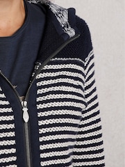 Weird Fish Blue Bianca Full Zip Striped Macaroni Hoodie - Image 5 of 7