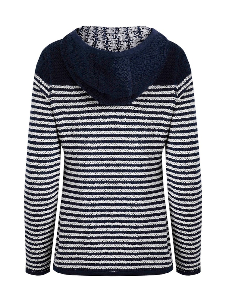 Weird Fish Blue Bianca Full Zip Striped Macaroni Hoodie - Image 7 of 7