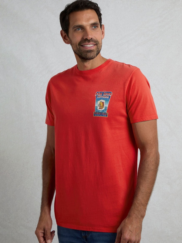 Weird Fish Red Fin Hof Heritage Wash Artist 100% Cotton T-Shirt - Image 1 of 6