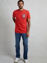 Weird Fish Red Fin Hof Heritage Wash Artist 100% Cotton T-Shirt - Image 3 of 6