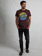 rjava - Weird Fish Foothills 100% Cotton Graphic Print T-Shirt - Slika 3 iz 6