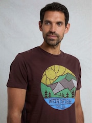 rjava - Weird Fish Foothills 100% Cotton Graphic Print T-Shirt - Slika 4 iz 6