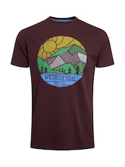 rjava - Weird Fish Foothills 100% Cotton Graphic Print T-Shirt - Slika 5 iz 6