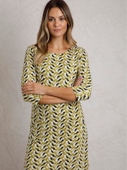 Weird Fish Light Green Starshine Printed 100% Cotton Jersey Dress - Image 2 of 7