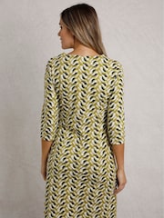Weird Fish Light Green Starshine Printed 100% Cotton Jersey Dress - Image 3 of 7
