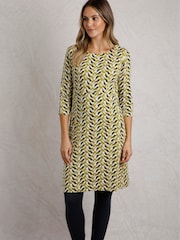Weird Fish Light Green Starshine Printed 100% Cotton Jersey Dress - Image 4 of 7