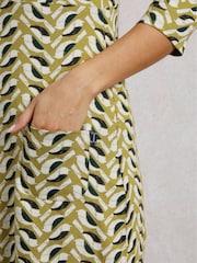 Weird Fish Light Green Starshine Printed 100% Cotton Jersey Dress - Image 5 of 7