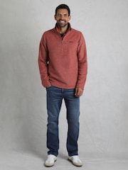 Weird Fish Red Newark 1/4 Zip Grid Fleece - Image 3 of 6
