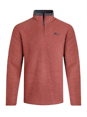 Weird Fish Red Newark 1/4 Zip Grid Fleece - Image 5 of 6