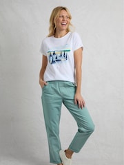 Weird Fish Blue Malorri 100% Cotton Trousers - Image 3 of 7