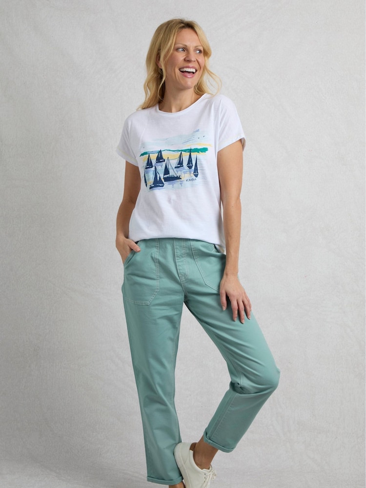 Weird Fish Blue Malorri 100% Cotton Trousers - Image 3 of 7