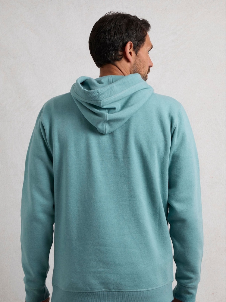 Weird Fish Light Blue Bryant Front Print Graphic Popover Hoodie - Image 2 of 7