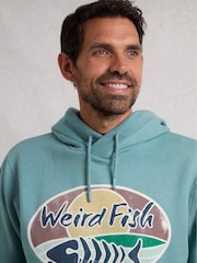 Weird Fish Light Blue Bryant Front Print Graphic Popover Hoodie - Image 3 of 7