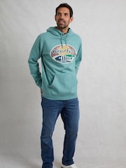 Weird Fish Light Blue Bryant Front Print Graphic Popover Hoodie - Image 4 of 7