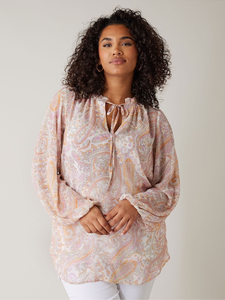 Evans Tie-Neck Long Sleeve Blouse - Image 1 of 4