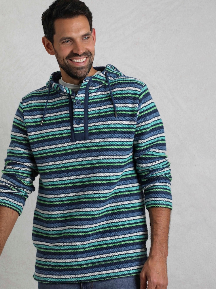 Weird Fish Moletom listrado Hooded Kierra Macaroni com gola alta e Payson Hoodie - Imagem 1 de 7