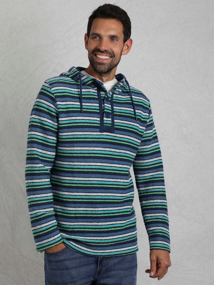 Weird Fish Moletom listrado Hooded Kierra Macaroni com gola alta e Payson Hoodie - Imagem 2 de 7