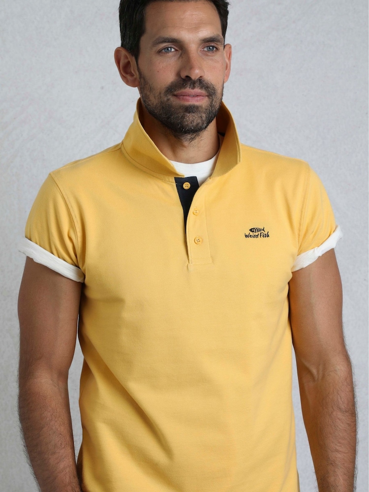 Gelb - Weird Fish Miles Pique 100% Cotton Polo Shirt - Bild 1 von 8