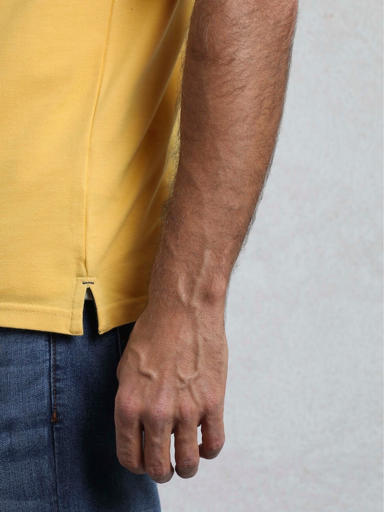 Weird Fish Yellow Miles Pique 100% Cotton Polo Shirt - Image 6 of 8