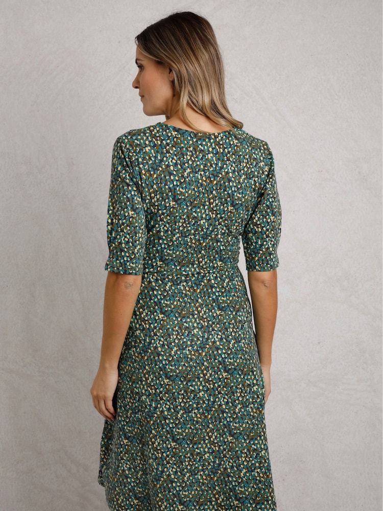 Weird Fish Green Cassandra Printed Jersey Swing Dress - Image 2 of 7