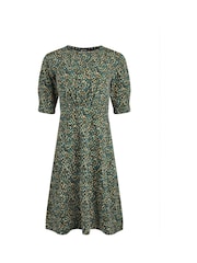 Weird Fish Green Cassandra Printed Jersey Swing Dress - Image 6 of 7