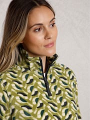 Weird Fish Green Reena 1/4 Zip Printed Micro Fleece - Image 5 of 8