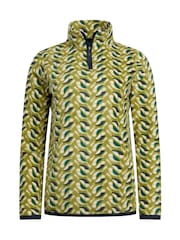 Weird Fish Green Reena 1/4 Zip Printed Micro Fleece - Image 7 of 8