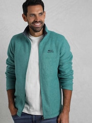 Weird Fish Green Shires Full Zip Grid Fleece - Image 1 of 7