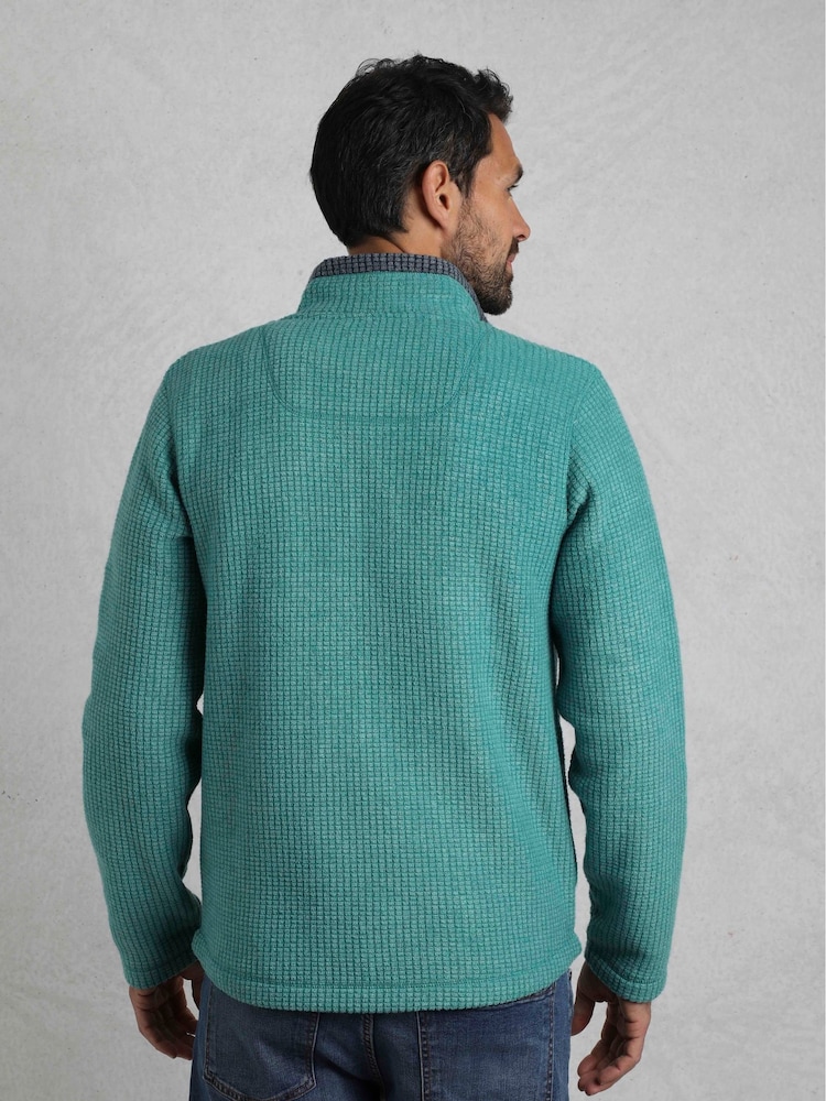 Weird Fish Green Shires Full Zip Grid Fleece - Image 2 of 7