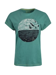 Weird Fish Green Volant Slub 100% Cotton Graphic Print T-Shirt - Image 5 of 6