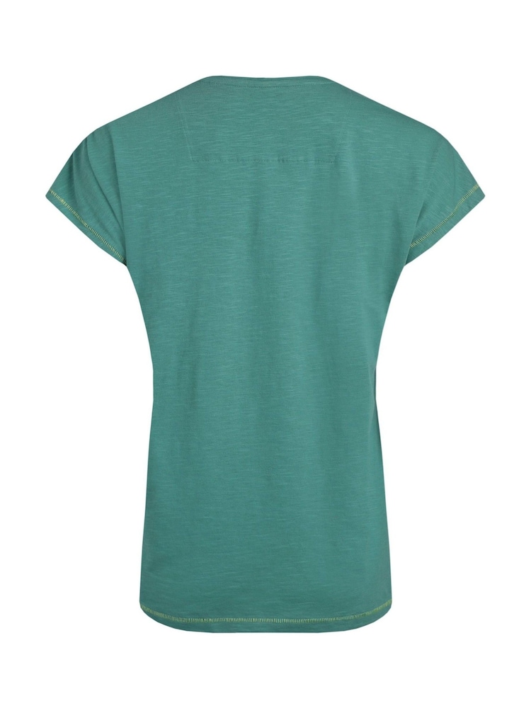Weird Fish Green Volant Slub 100% Cotton Graphic Print T-Shirt - Image 6 of 6
