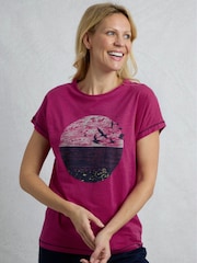 Weird Fish Pink Volant Slub 100% Cotton Graphic Print T-Shirt - Image 1 of 6