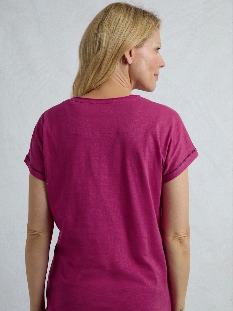 Weird Fish Pink Volant Slub 100% Cotton Graphic Print T-Shirt - Image 2 of 6 Weird Fish Pink Volant Slub 100% Cotton Graphic Print T-Shirt - Image 2 of 6