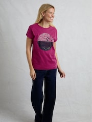 Weird Fish Pink Volant Slub 100% Cotton Graphic Print T-Shirt - Image 3 of 6