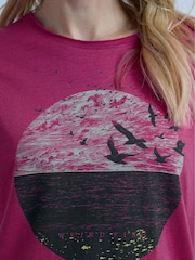 Weird Fish Pink Volant Slub 100% Cotton Graphic Print T-Shirt - Image 4 of 6