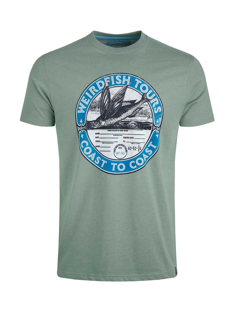 Weird Fish Green Coasting Graphic Print T-Shirt - Image 5 of 5