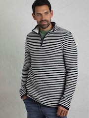 Weird Fish Grey Shorling 1/4 Zip Stripe Macaroni Fleeces - Image 1 of 8