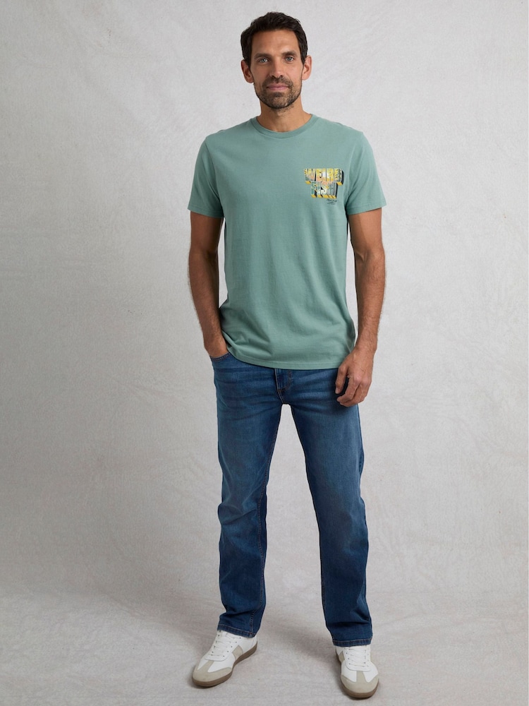 Weird Fish Blue Wild Life Heritage Wash Graphic Print 100% Cotton T-Shirt - Image 1 of 6 Weird Fish Blue Wild Life Heritage Wash Graphic Print 100% Cotton T-Shirt - Image 1 of 6