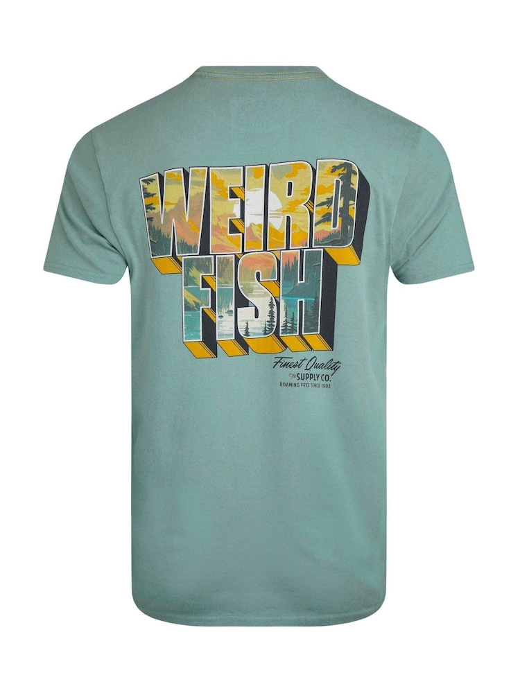 Weird Fish Blue Wild Life Heritage Wash Graphic Print 100% Cotton T-Shirt - Image 6 of 6