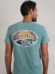 Albastru - Weird Fish Land and Sea Back Print Graphic 100% Cotton T-Shirt - Image 2 of 7